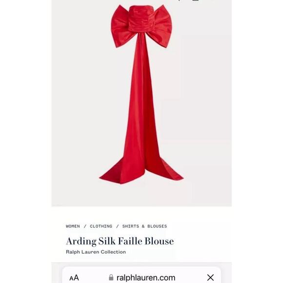 Ralph Lauren Collection Silk Red Bow Train Faille Blouse Bustier Top Corset $3k - Picture 9 of 16
